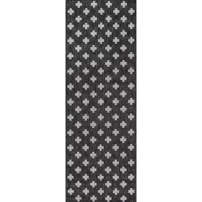Umbria Geometric Runner, Grey/Black, Indoor/Outdoor