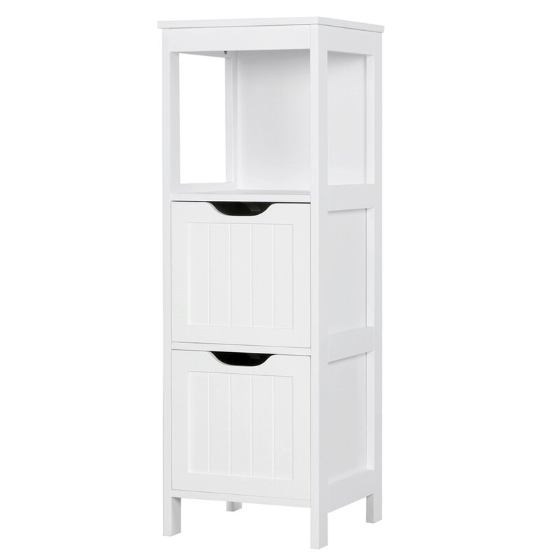 Zemple White Bathroom Tower with Drawers, small in size