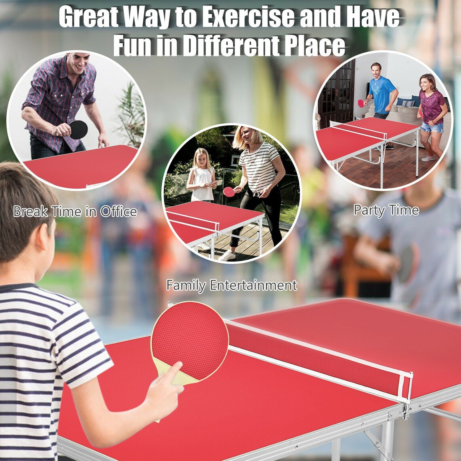 60 Inches Portable Tennis Ping Pong Folding Table with Accessories, as ...