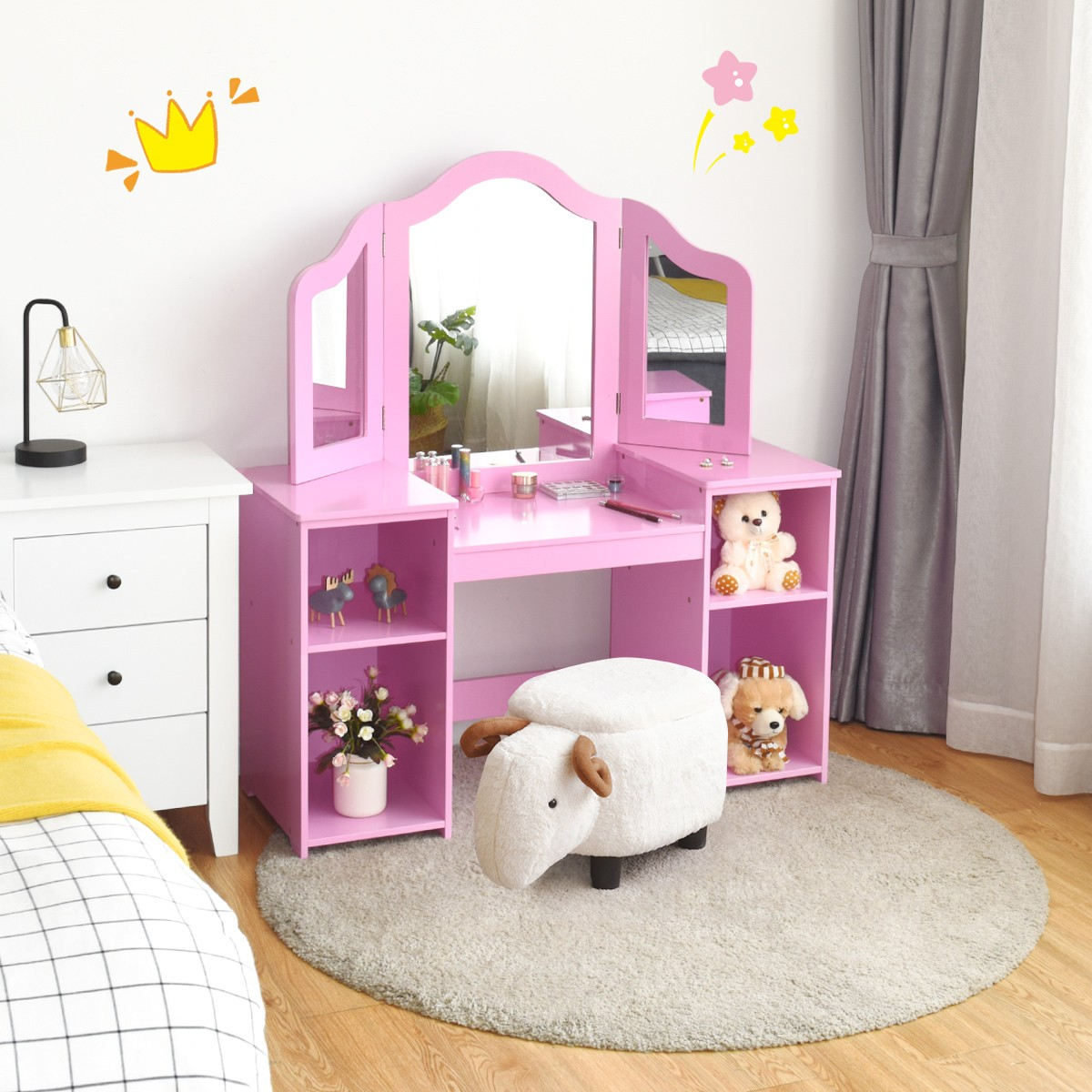*SALE*Kids Vanity, 2 in 1 Princess Makeup Desk Dressing Table, Fully Assembled