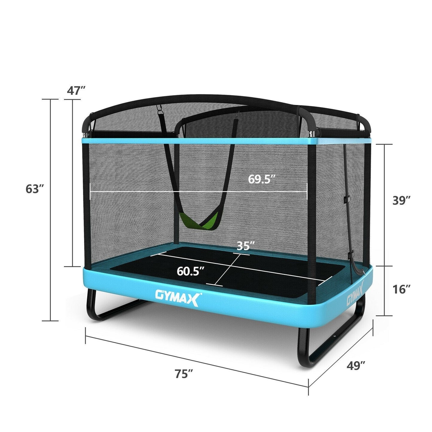 6 Feet Kids Entertaining Trampoline with Swing Safety Fence *UNASSEMBLED/IN BOX* - TW10004BL