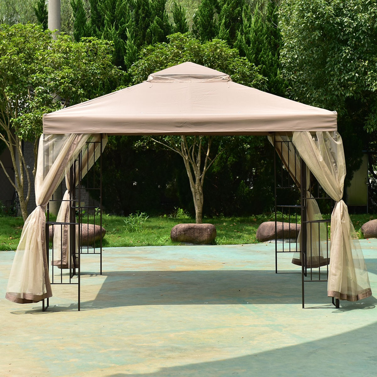 10 Feet x 10 Feet Awning Patio Screw-free Structure Canopy Tent, Reg $399.99