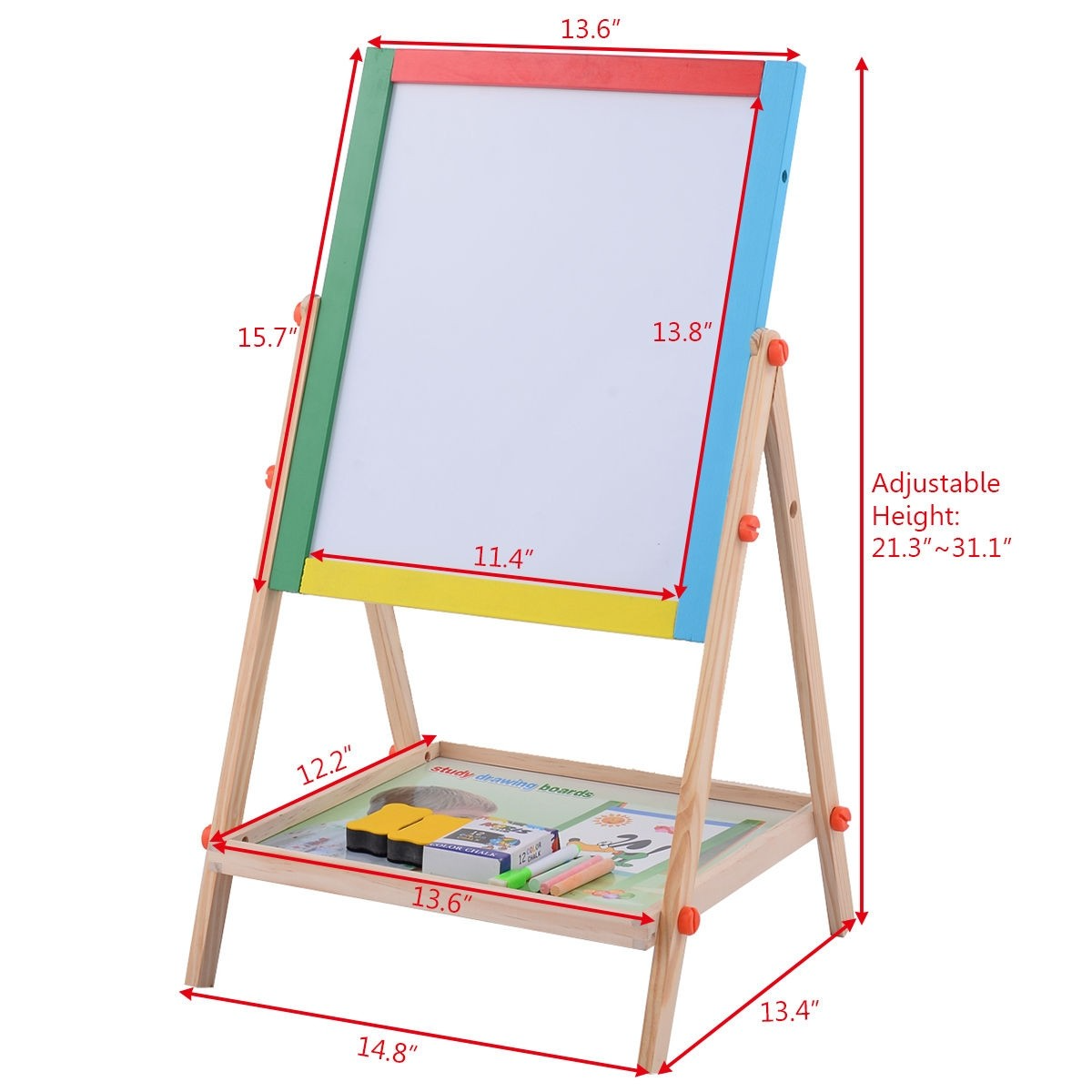 Adjustable 2 In 1 Wooden Easel Drawing Board