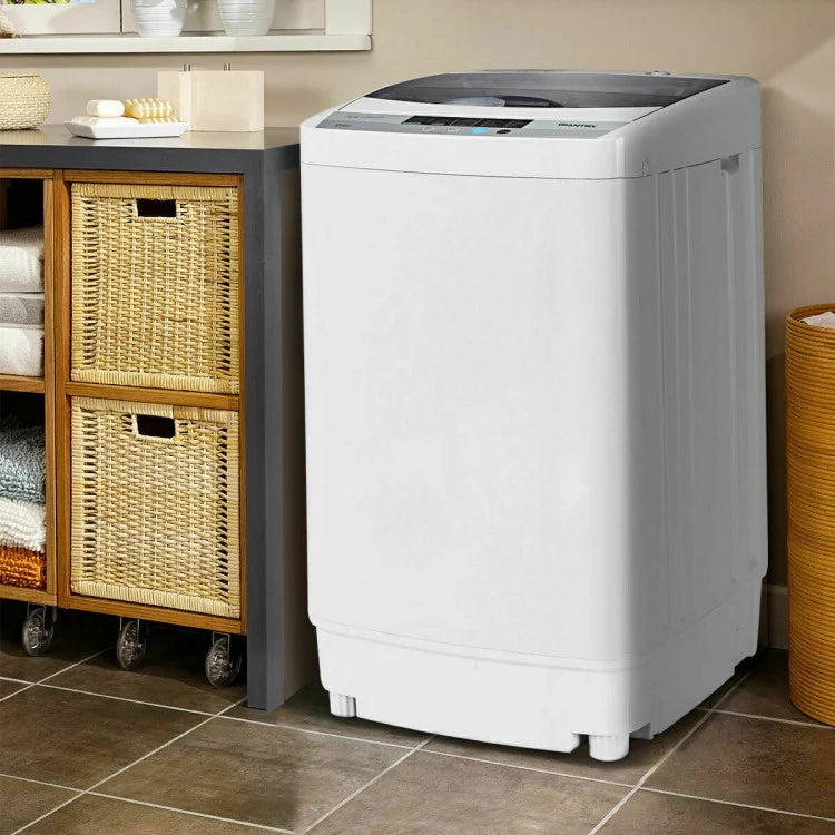 Full-Automatic Washing Machine Portable Compact 1.34 Cu.ft Laundry Washer Spin with Drain Pump, 10 programs 8 Water Level Selections with LED Display 12 Lbs Capacity