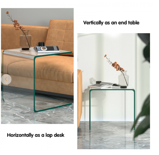 Tempered Glass End Table with non-Slip Pad
