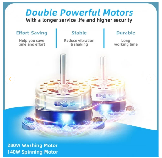 26lbs Portable Semi-Automatic Twin Tub Washing Machine with Drain Pump- Blue/White
