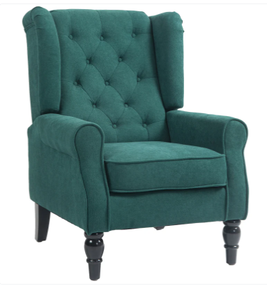 Fabric Accent Chair, Button Tufted Armchair, Dark Green (Assembled)