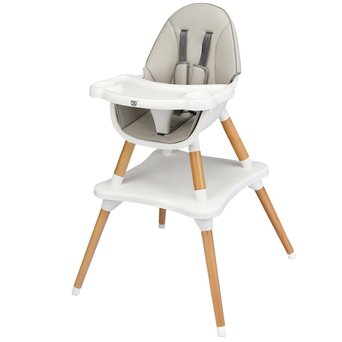 5-in-1 Baby Eat and Grow Convertible Wooden High Chair with Detachable Tray, assembled