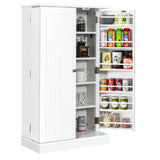 2-Door Kitchen Storage Cabinet Pantry Cabinet with 6 Adjustable Shelves-White