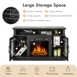 48 Inch Electric Fireplace TV Stand with Cabinets for TVs Up to 55 Inch-Black *FULLY ASSEMBLED*