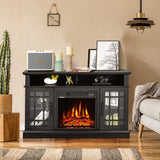 48 Inch Electric Fireplace TV Stand with Cabinets for TVs Up to 55 Inch-Black *FULLY ASSEMBLED*