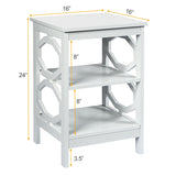 2 Pieces 3-tier Nightstand Sofa Side End Accent Table Storage Display Shelf-White