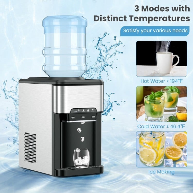 3-in-1 Water Cooler Dispenser with Built-in Ice Maker and 3 Temperature Settings