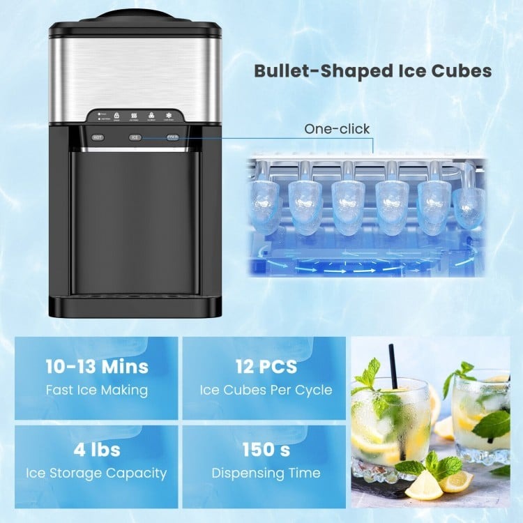 3-in-1 Water Cooler Dispenser with Built-in Ice Maker and 3 Temperature Settings