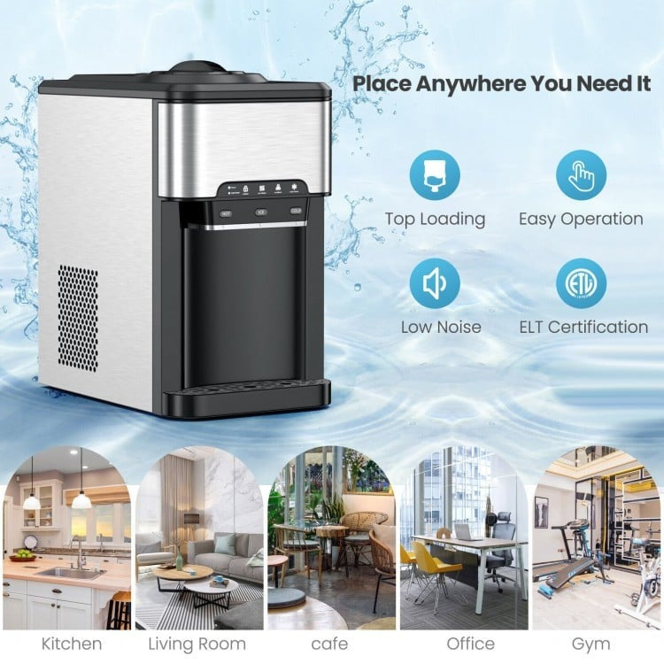 3-in-1 Water Cooler Dispenser with Built-in Ice Maker and 3 Temperature Settings