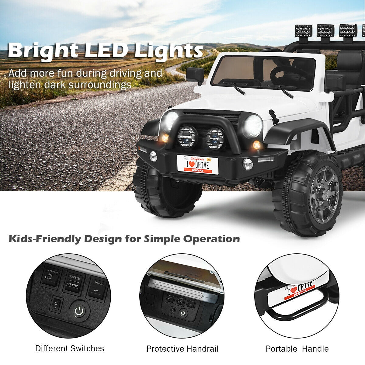 HANDYMAN SPECIAL, 12V 2-Seater Ride on Car Truck with Remote Control SPECIAL, CUSTOMER RETURN-MISSING SEAT/TESTED