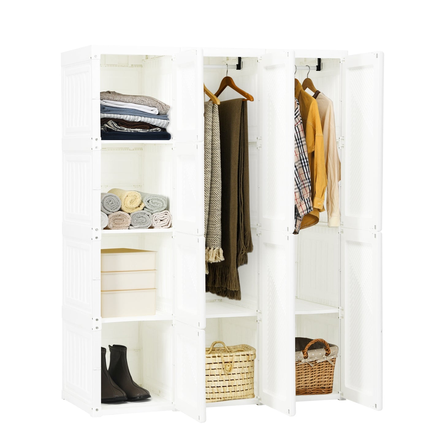 Foldable Closet Clothes Organizer with 8 Cubby Storage - 1 Box, Unassembled