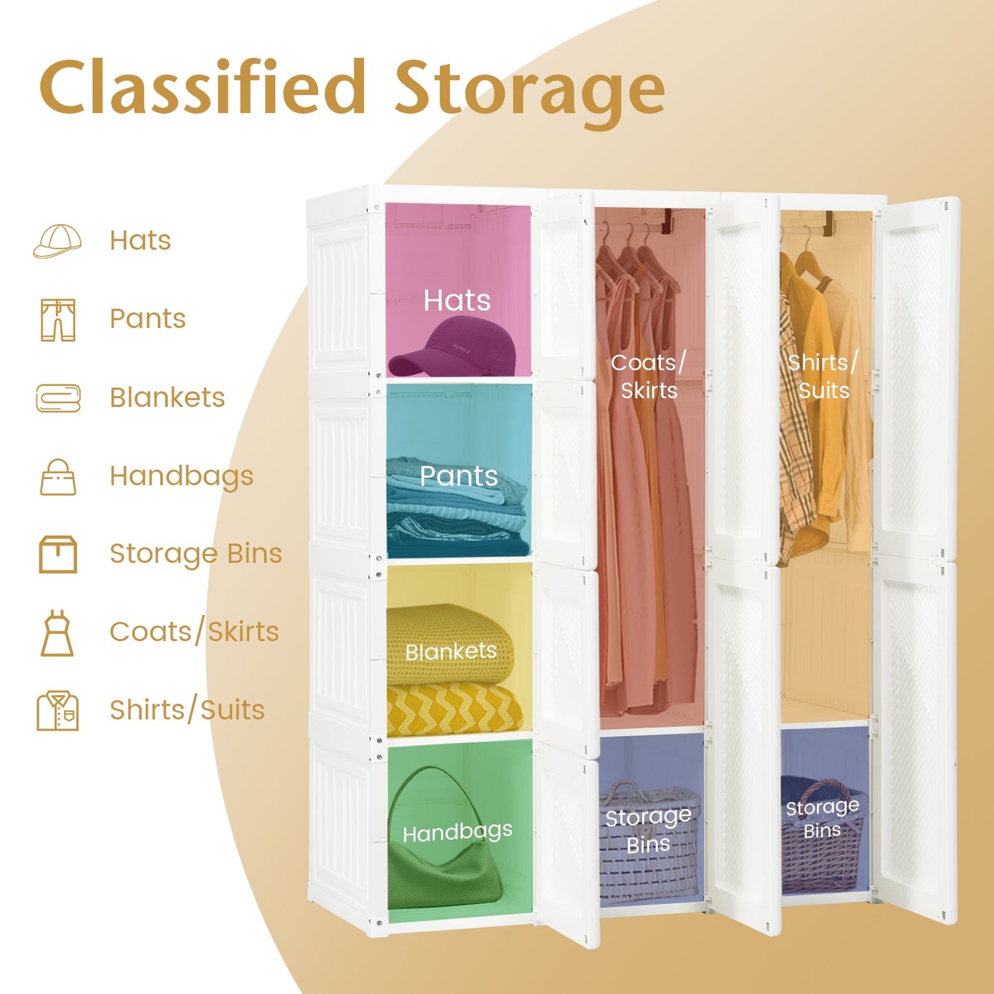 Foldable Closet Clothes Organizer with 8 Cubby Storage - 1 Box, Unassembled