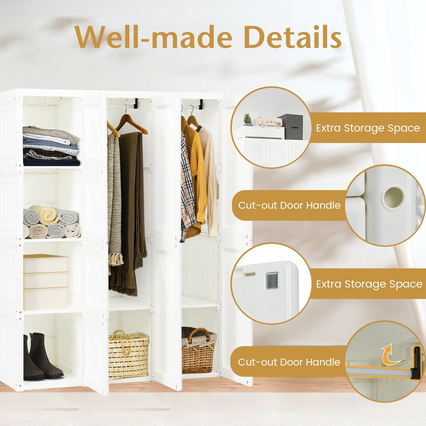 Foldable Closet Clothes Organizer with 8 Cubby Storage - 1 Box, Unassembled