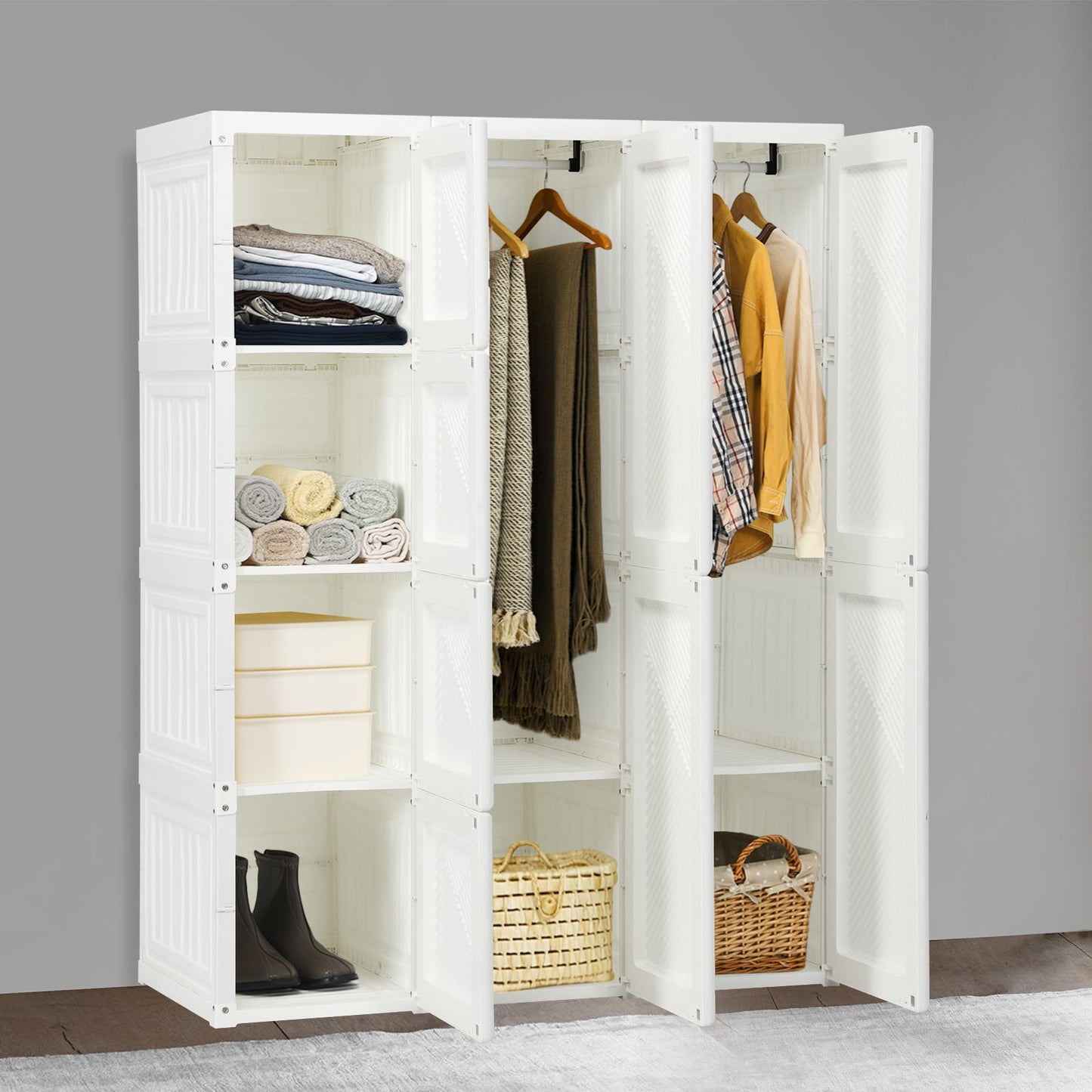 Foldable Closet Clothes Organizer with 8 Cubby Storage - 1 Box, Unassembled