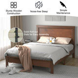 SPECIAL, Queen Size Platform Slat Bed Frame with High Headboard-Walnut, 1 Box