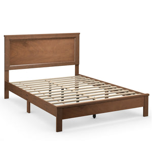 SPECIAL, Queen Size Platform Slat Bed Frame with High Headboard-Walnut, 1 Box