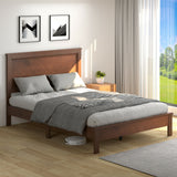 SPECIAL, Queen Size Platform Slat Bed Frame with High Headboard-Walnut, 1 Box