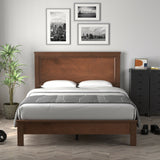 SPECIAL, Queen Size Platform Slat Bed Frame with High Headboard-Walnut, 1 Box