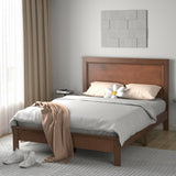 SPECIAL, Queen Size Platform Slat Bed Frame with High Headboard-Walnut, 1 Box