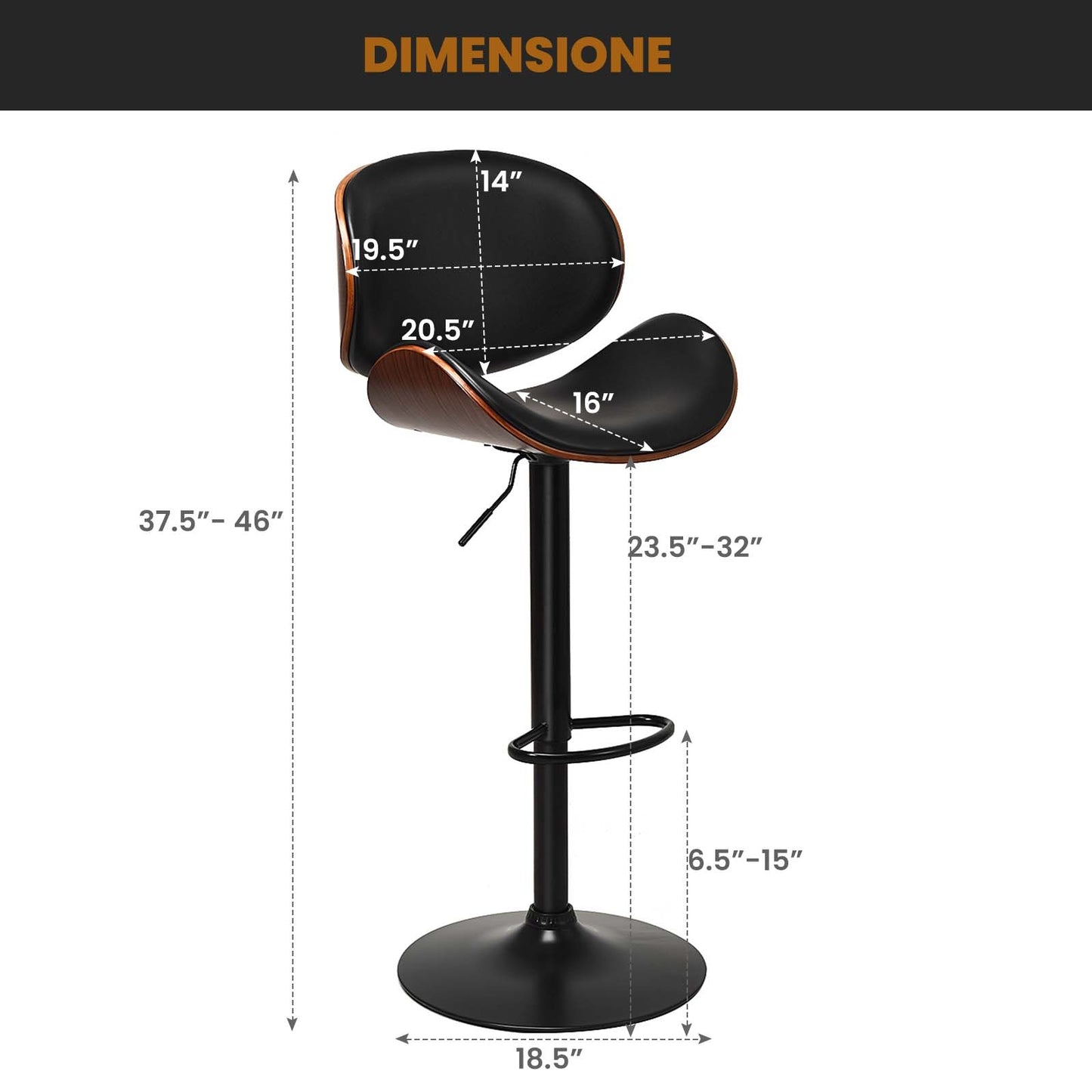 Set of 2 Adjustable Swivel PU Leather Bar Stools with Curved Footrest (Scratch and Dent)