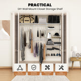 Adjustable Closet Organizer Kit with Shelves and Hanging Rods for 4 to 6 FT-Gray, (1 Box)