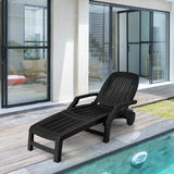 Adjustable Folding Outdoor Chaise Lounge Chair With Storage and Wheel *CUSTOMER RETURN*