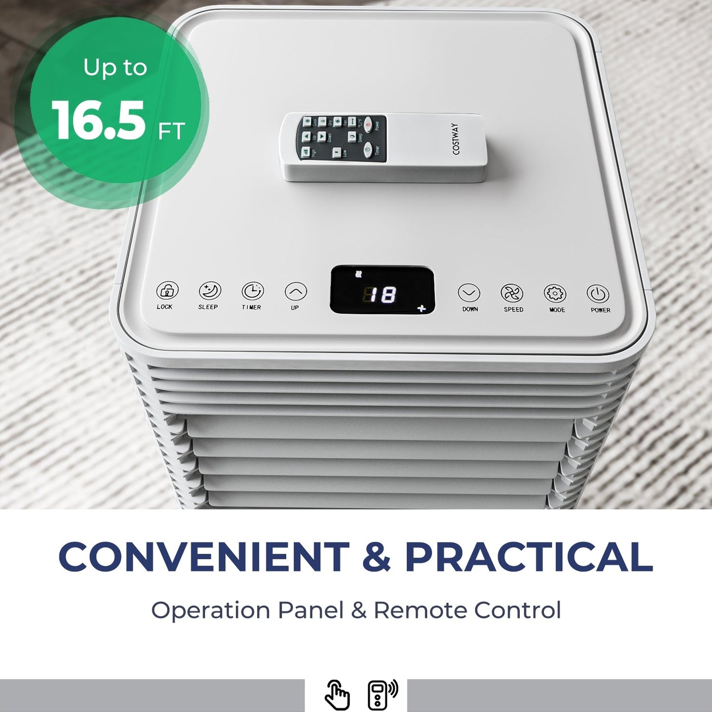 8000 BTU 3-in-1 Air Conditioner with Dehumidifier and Fan Mode-White