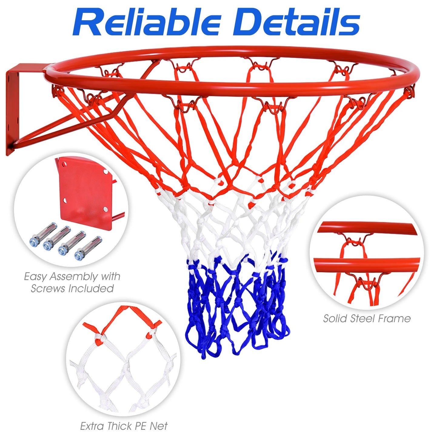 18 inch Wall Mounted Basketball Hoop, Hoop Only