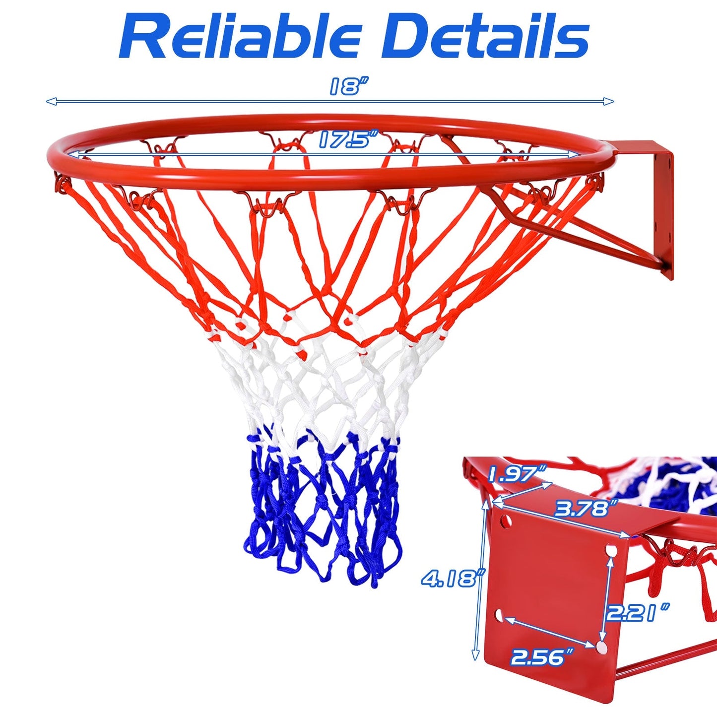 18 inch Wall Mounted Basketball Hoop, Hoop Only