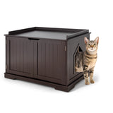 Cat Litter Box Enclosure with Double Doors for Large Cat and Kitty-Brown - Scratch and dent