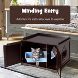 Cat Litter Box Enclosure with Double Doors for Large Cat and Kitty-Brown - Scratch and dent