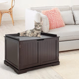 Cat Litter Box Enclosure with Double Doors for Large Cat and Kitty-Brown - Scratch and dent