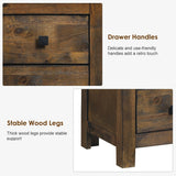 Wood 2 Storage Sliding Drawers End Nightstand-Oak