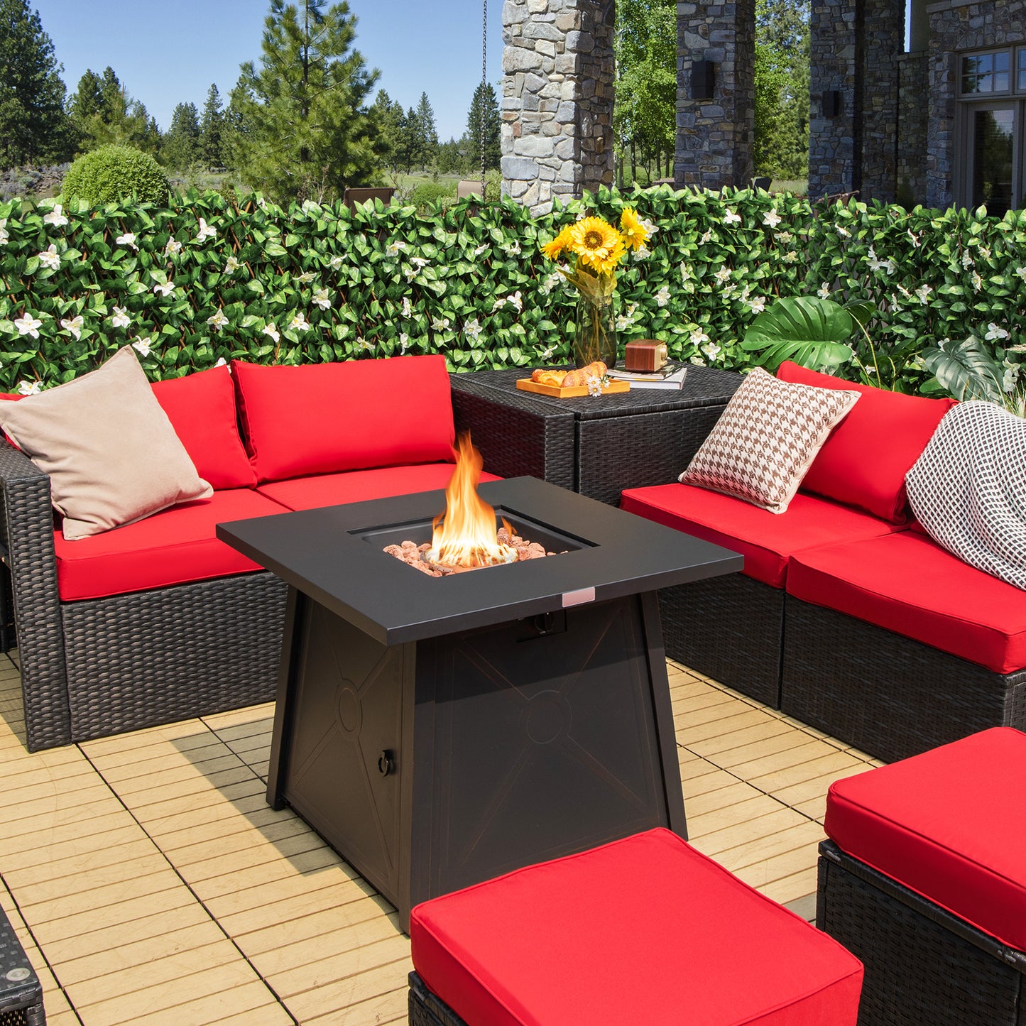 30 Inch Square Propane Gas Fire Table with Waterproof Cover, 1 box, unassembled