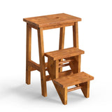 3-in-1 Rubber Wood Step Stool with Convenient Handle