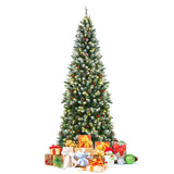 Pre-lit Artificial Pencil Christmas Tree with Pine Cones and Red Berries-7 ft