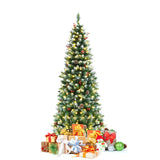 Pre-lit Artificial Pencil Christmas Tree with Pine Cones and Red Berries-6 ft