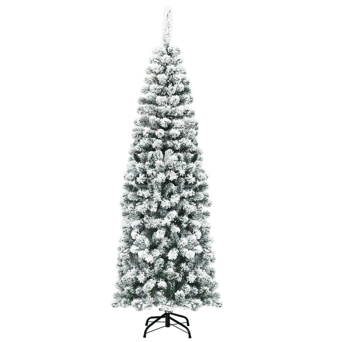 6 Feet Unlit Hinged Snow Flocked Artificial Pencil Christmas Tree