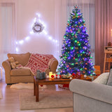 Artificial Christmas Tree with 2 Lighting Colors and 9 Flash Modes-7 ft