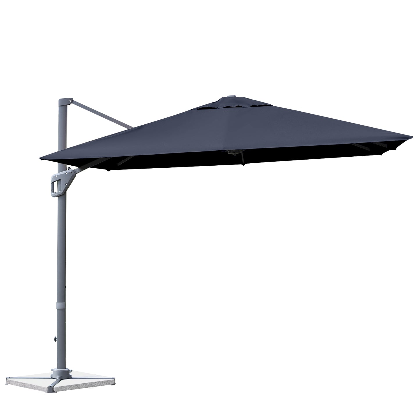 10 x 10 Feet Patio Offset Cantilever Umbrella with Aluminum 360-degree Rotation Tilt-Navy (Assembled)
