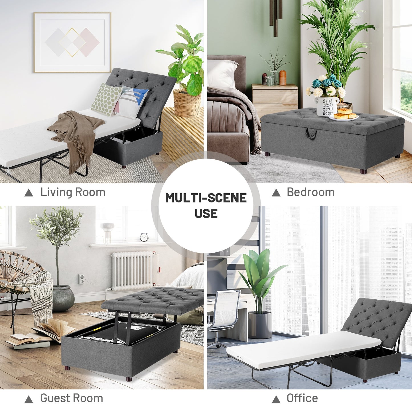 Sleeper Bed with Mattress for Guest Bed, Grey, Irregular, must remove top to allow bed function, SPECIAL