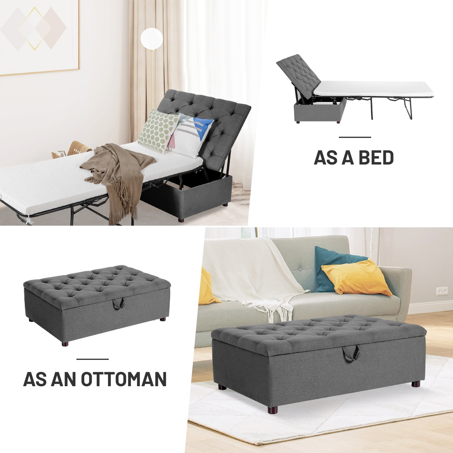 Sleeper Bed with Mattress for Guest Bed, Grey, Irregular, must remove top to allow bed function, SPECIAL