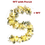 9 Feet Pre-Lit Artificial Christmas Garland with 50 LED Lights