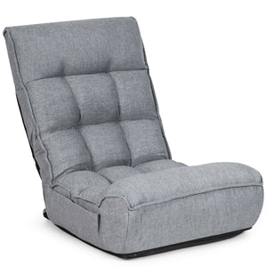 4-Position Adjustable Floor Chair Folding Lazy Sofa-Gray